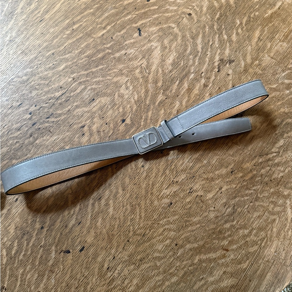 Valentino Garavani Gray Leather Belt